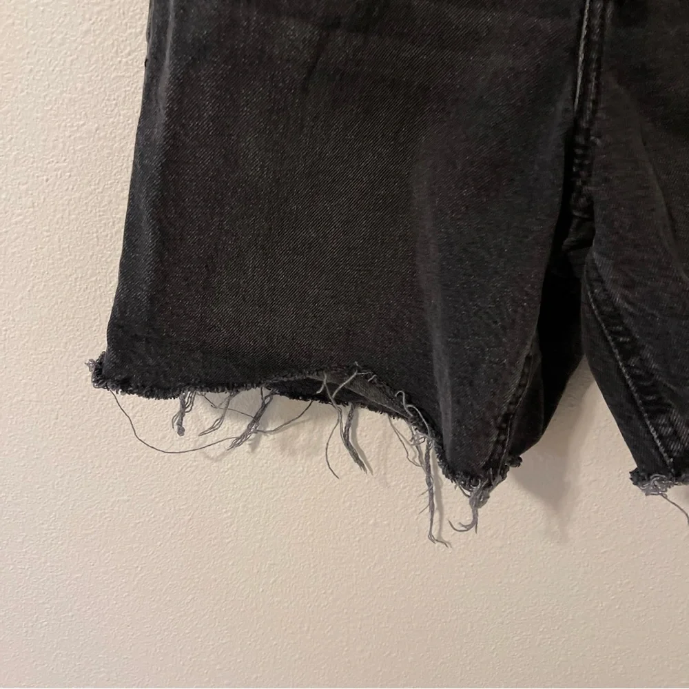 Urban Outfitters High Rise Cutoff Long Shorts Drawstring Black Cotton Denim-S